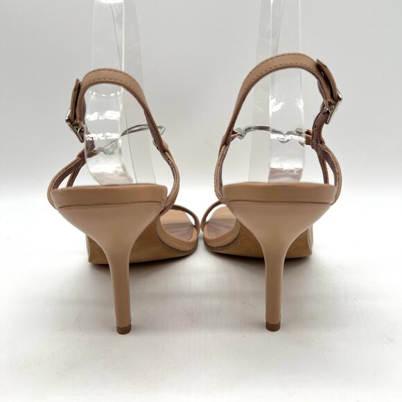 DIANE VON FURSTENBERG Frankie Heeled Sandal Womens 8 Tan leather Anklet Accent - Picture 3 of 11